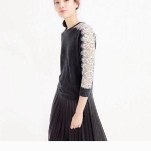 NWOT JCrew Lace Heather Gray Lightweight Sweater